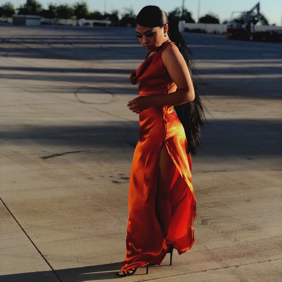 Metallic orange prom dress - Picture 3 of 3